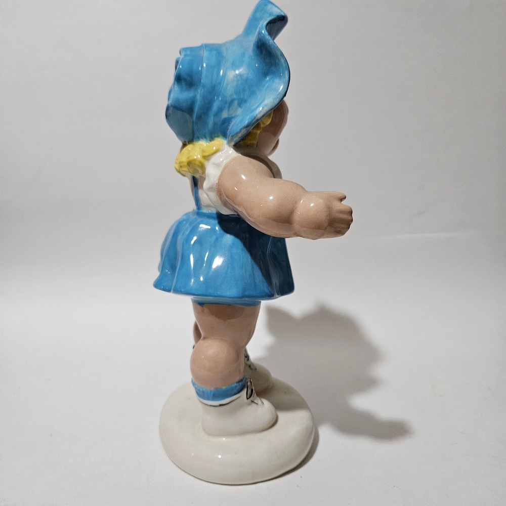 Vintage 1984 F&F Molds Ceramic Girl Figurine Blue Hat Jumper Cabbage Patch Style - Picture 2 of 8